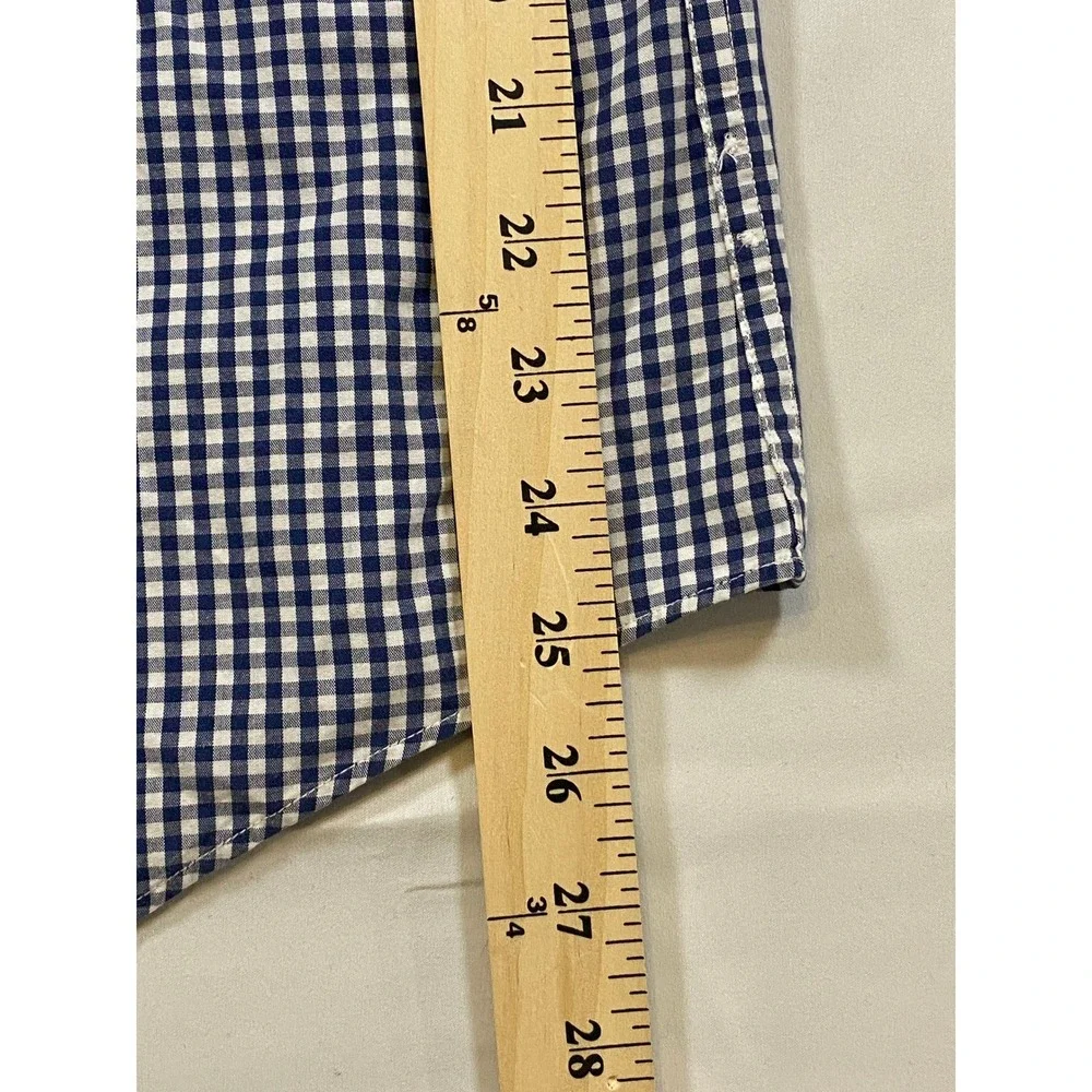 J. Crew Slim Fit Gingham Button Down Shirt Men‎ Size XL Blue White Cotton